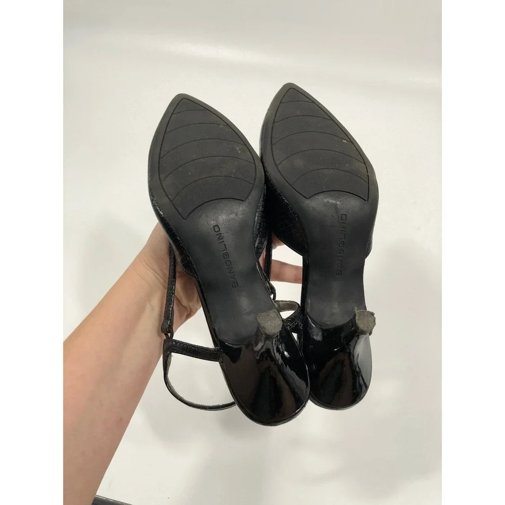 Bandolino Slingback Pointed Toe Kitten Heels Women 7.5 Black 90s Minimalist Chic